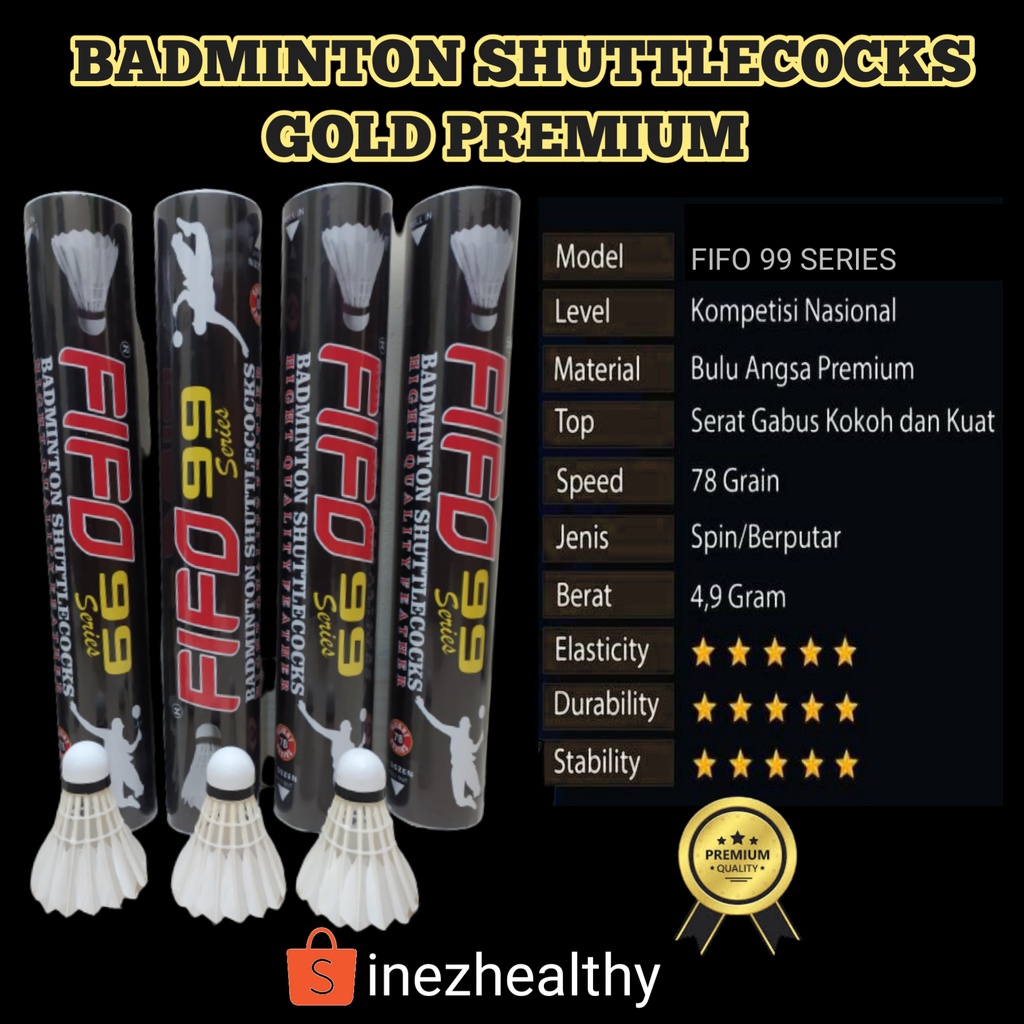 SHUTTLECOCKS BADMINTON FIFO 99 GOLD SUPER PREMIUM QUALITY / KOK BULU TANGKIS PROFESIONAL
