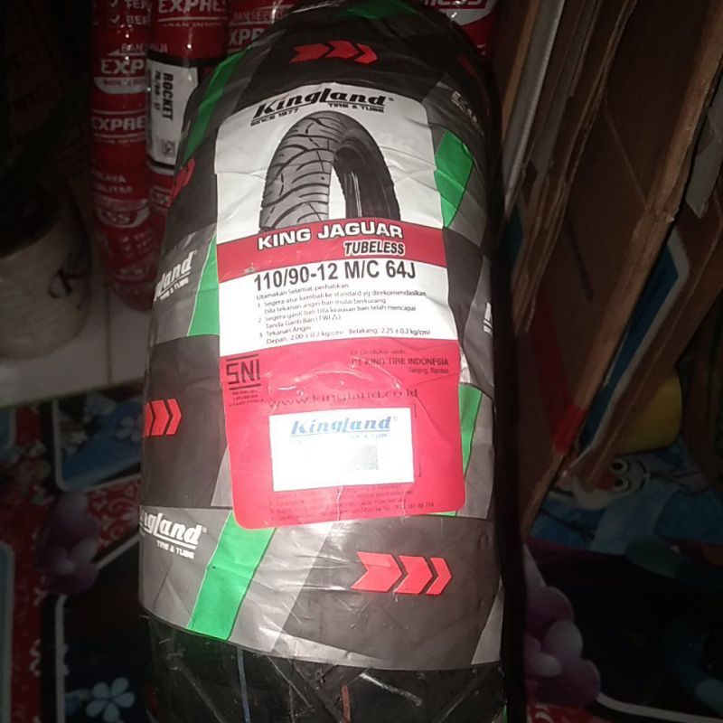 110/90-12 KingLand Tubeless Ban Luar Motor King Jaguar M/C 64J Belakang Scoopy