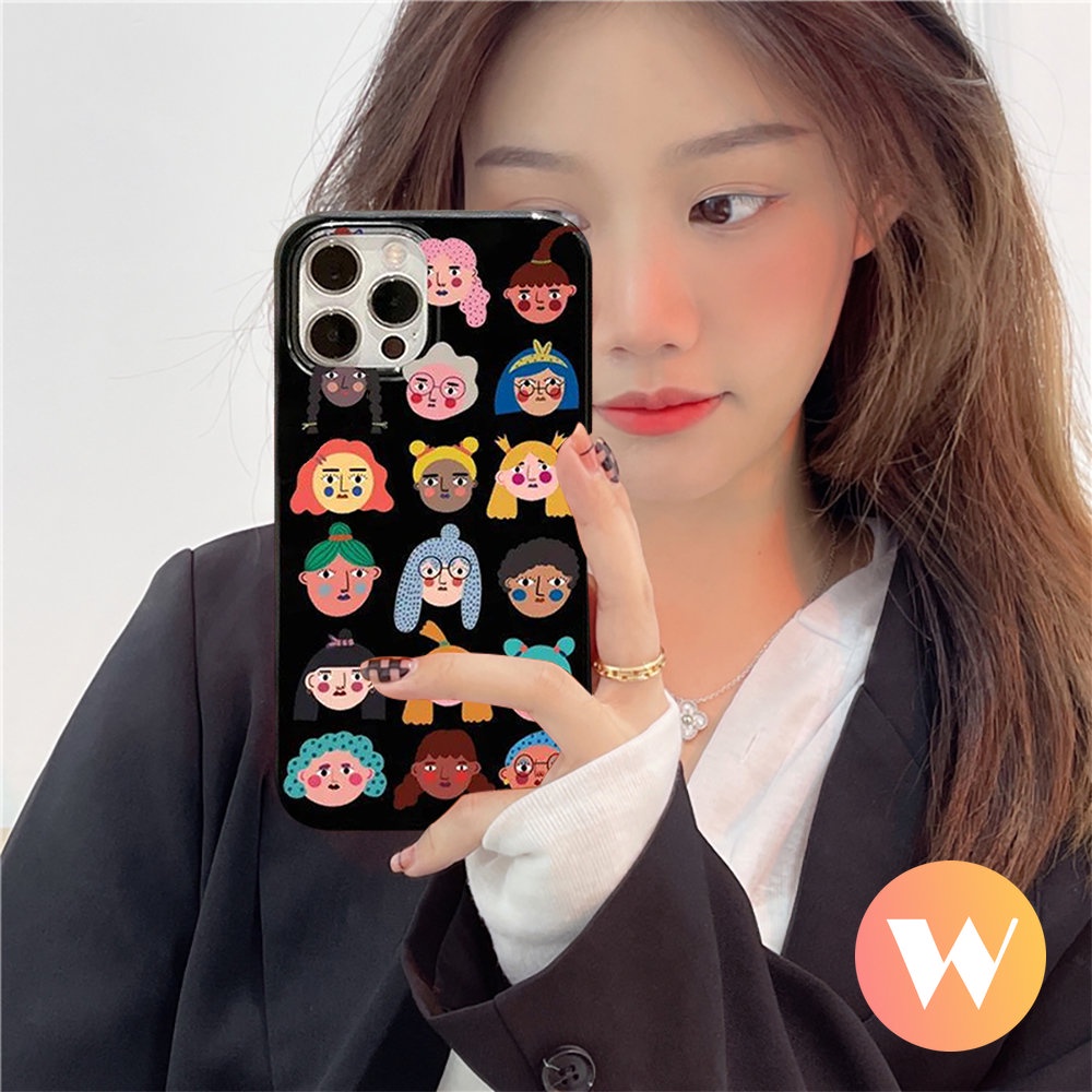 Ins Fashion Permen Glossy Case Kompatibel Untuk iPhone 7Plus 11 13 12 14 Pro Max XR 8Plus X XS Max SE 2020lembut Tpu Kreatif Kartun Lucu Avatar Shockproof Lembut Tpu Cover