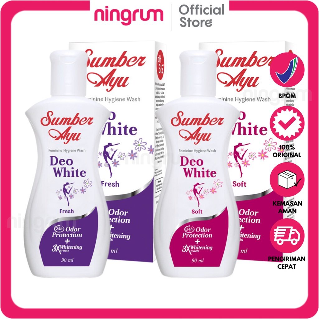 Ningrum - Sumber Ayu Feminine Wash Deo White Fresh &amp; Soft 50ml 90ml | Pembersih Kewanitaan 3X Whitening Extra Original BPOM - 7407