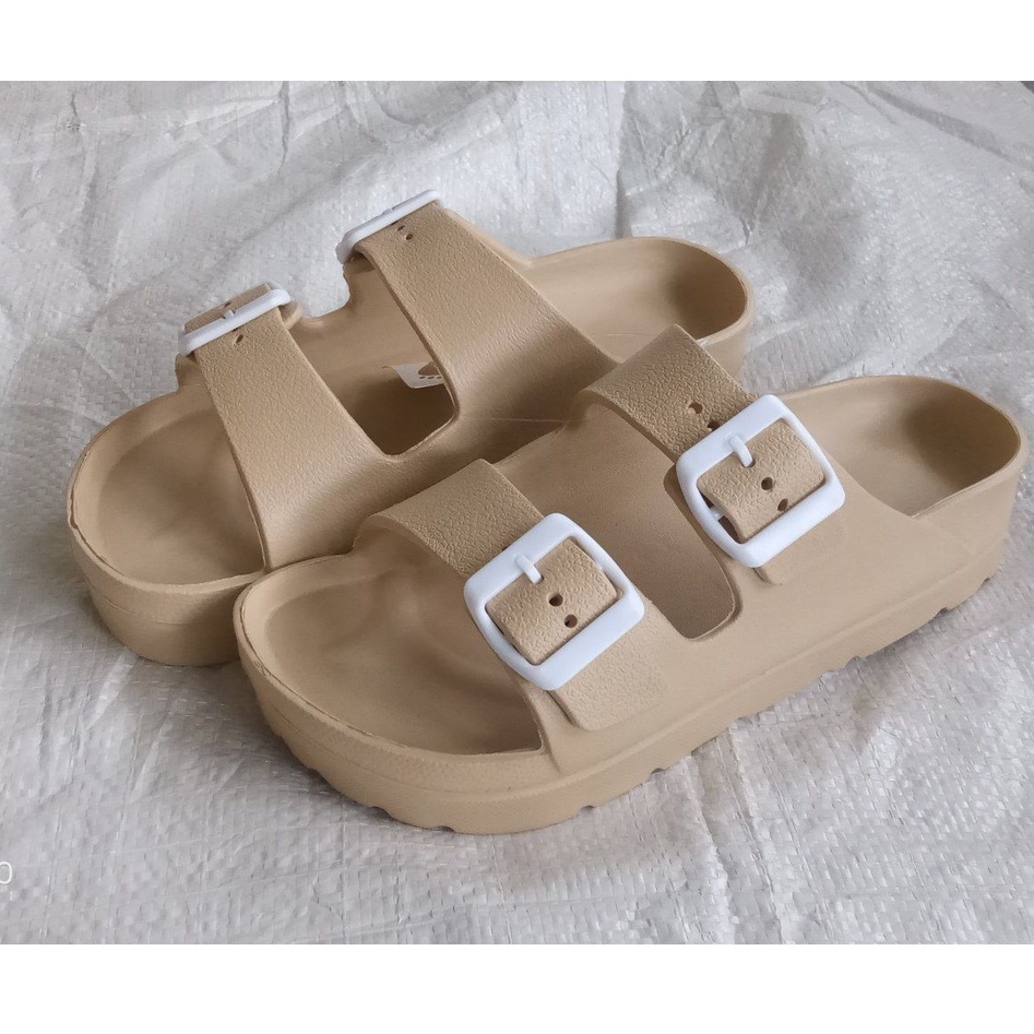 Sandal slop wanita korea style karet jelly tebel ban 2 original / sendal selop jely cewek dewasa perempuan