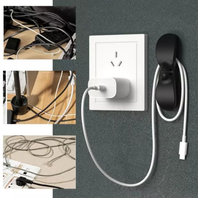 Penggulung Kabel Listrik Colokan Tempelan Klip Organizer Kabel  Power