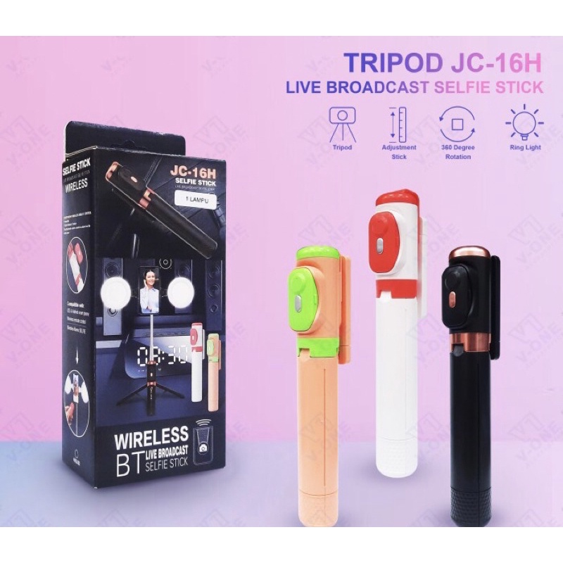 TRIPOD SELFIE RING LIGHT JC-16H TONGSIS TRIPOD REMOTE BLUETOOTH - 1 Lampu