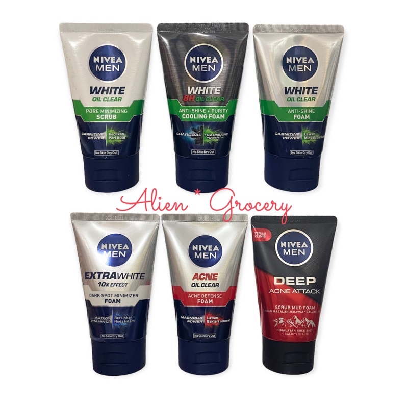 NIVEA Men Face Wash Extra White Acne Deep Oil Clear Cooling Foam