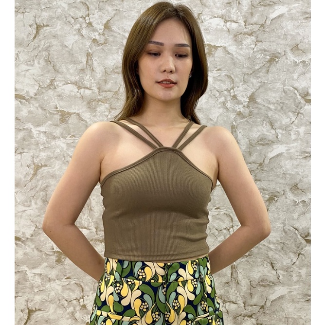 CAVALU Cross Tanktop Knit Crop Tank Top Silang 161