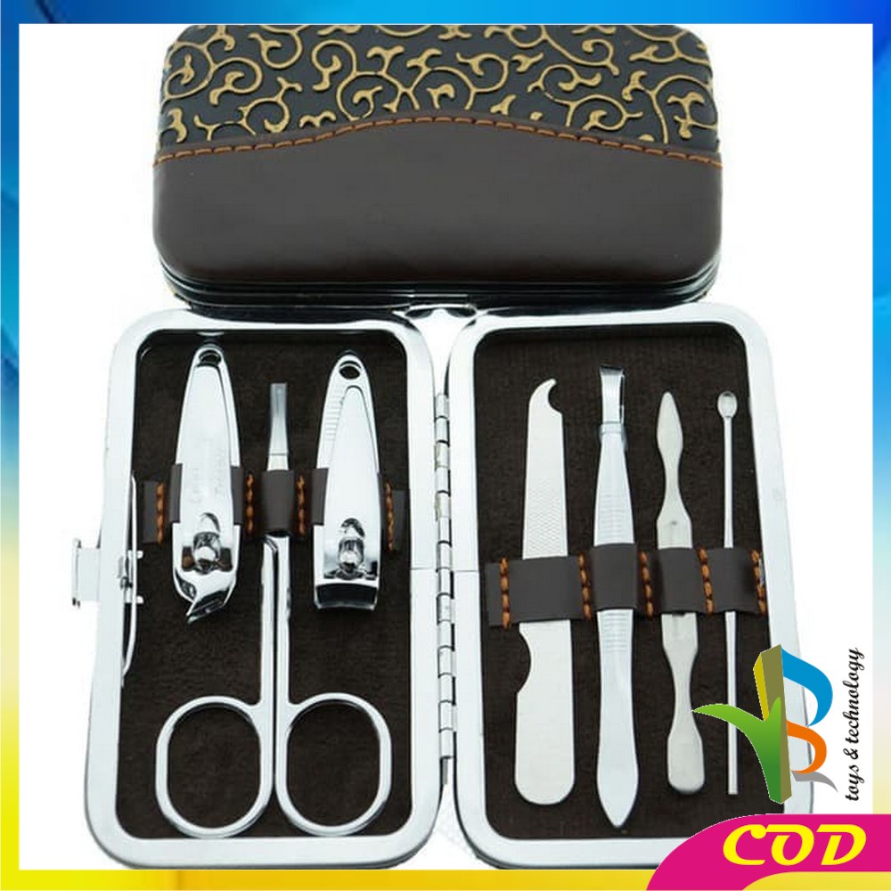 RB-K63 Manicure Pedicure Set 7 in 1 Mini Stainless Stell Gunting Kuku Portable Tools Set Perawatan Kuku Nail Art Menicure Pedicure Set Dengan Dompet