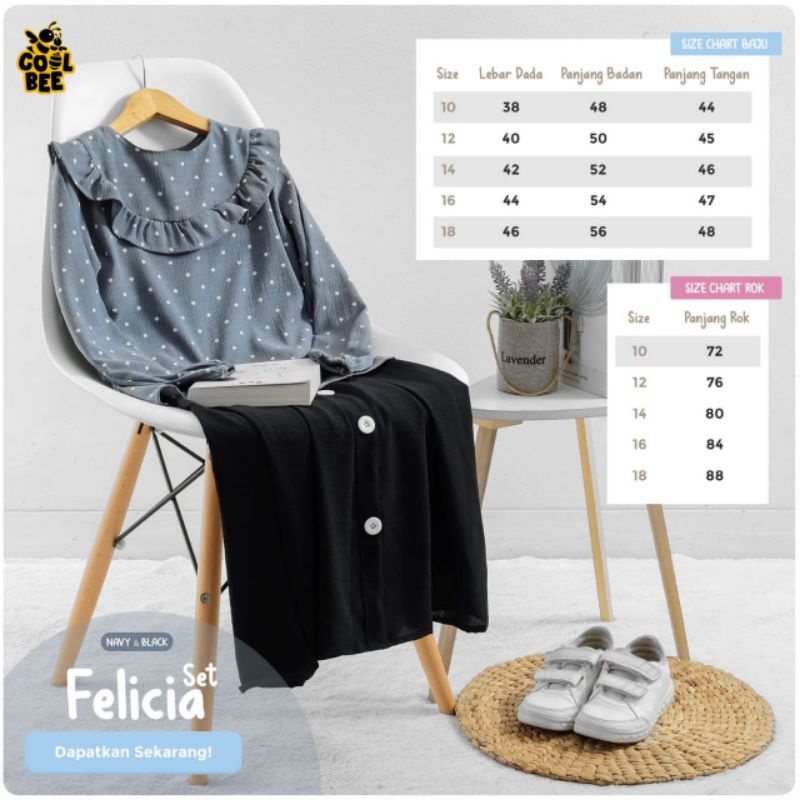 Setelan Rok Crinkle Anak Remaja Set Felicia by Coolbee Size 10-18