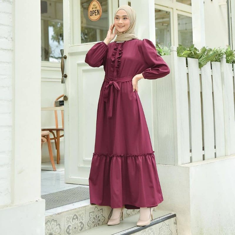 Zhelda Dress - Gamis Simple Bahan Syakilla / Dress Matt Shakila Terlaris - Gamis Terbaru