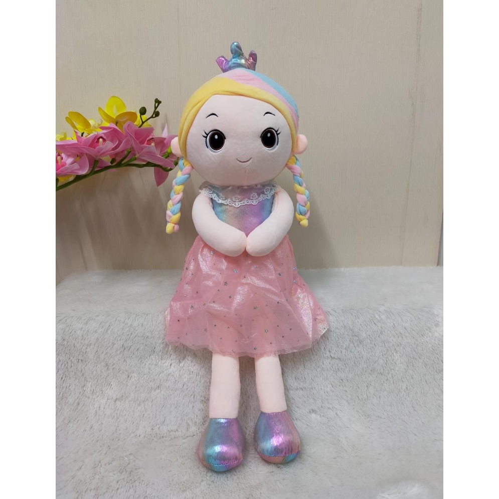 Boneka Cewek Baju Pelangi Size 55cm/Boneka pretty girl/boneka anak perempuan/boneka lucu/