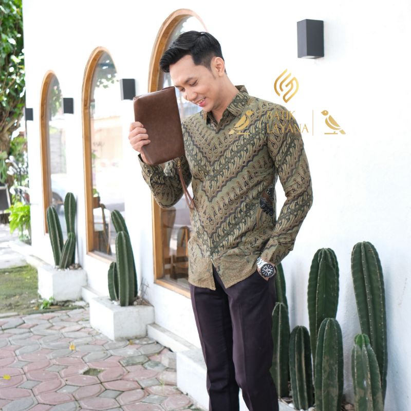 Kemeja Batik Motif Dwipamda Sage Hijau Slimfit