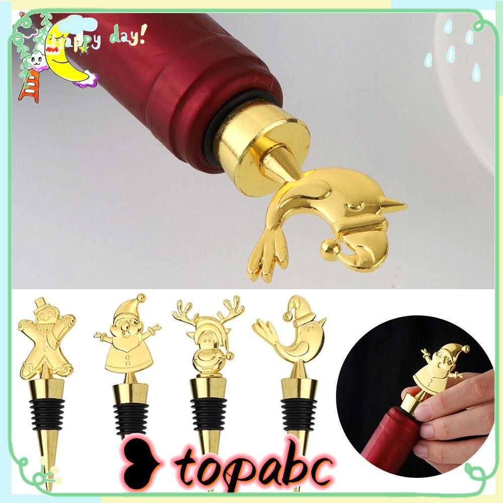 Top 4PCS Stopper Anggur Natal Xmas Gift Gingerbread Man Santa Claus Wine Sealer