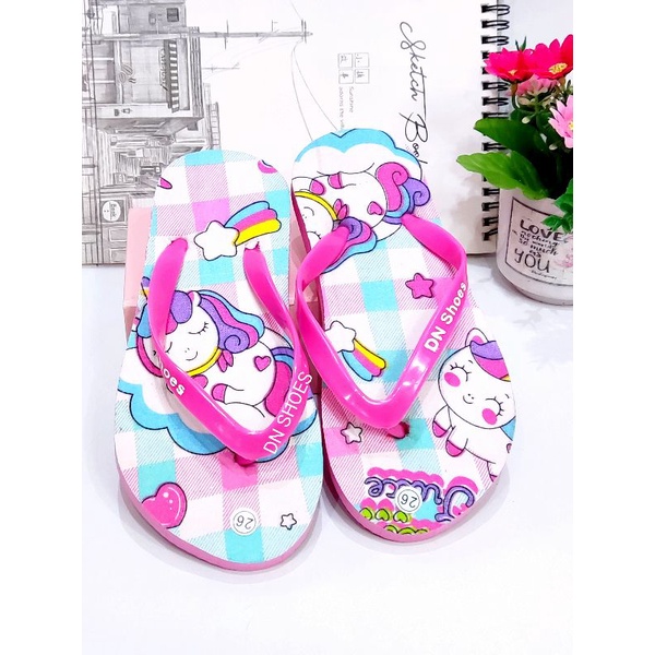 Sandal Anak Perempuan Sandal Jepit Flat Anak Karakter Unicorn Pink Tosca Juice Murah Lucu