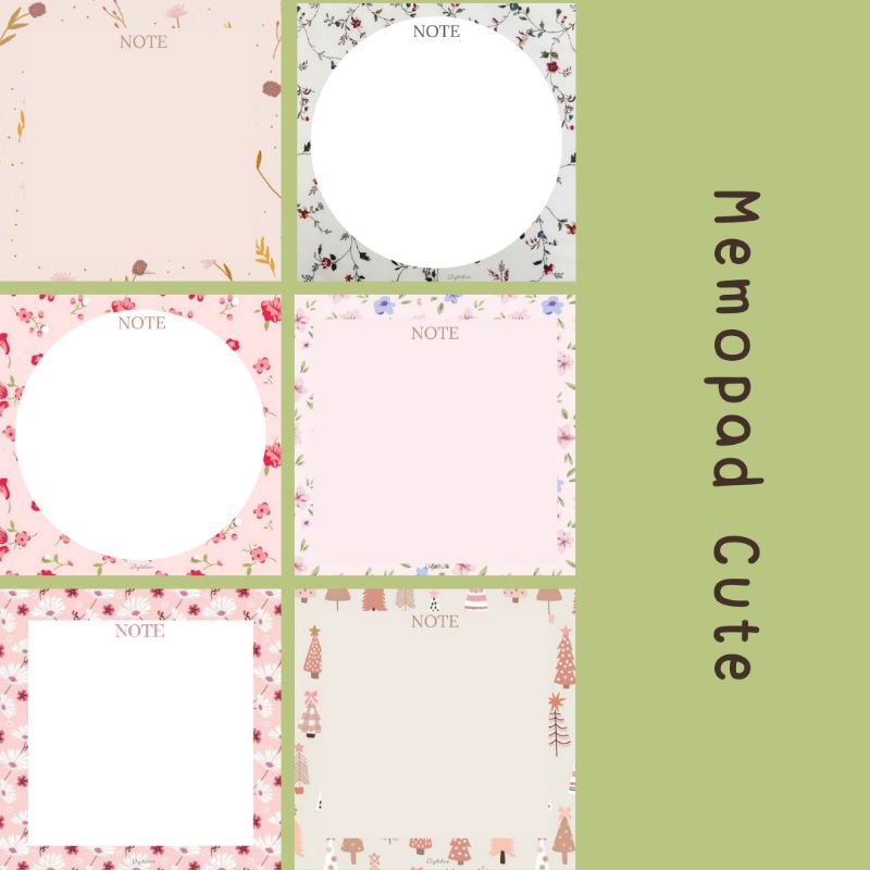 

memopad/sticky norte cute kawai diy flower pink tanpa lem journaling scrapbook notebook