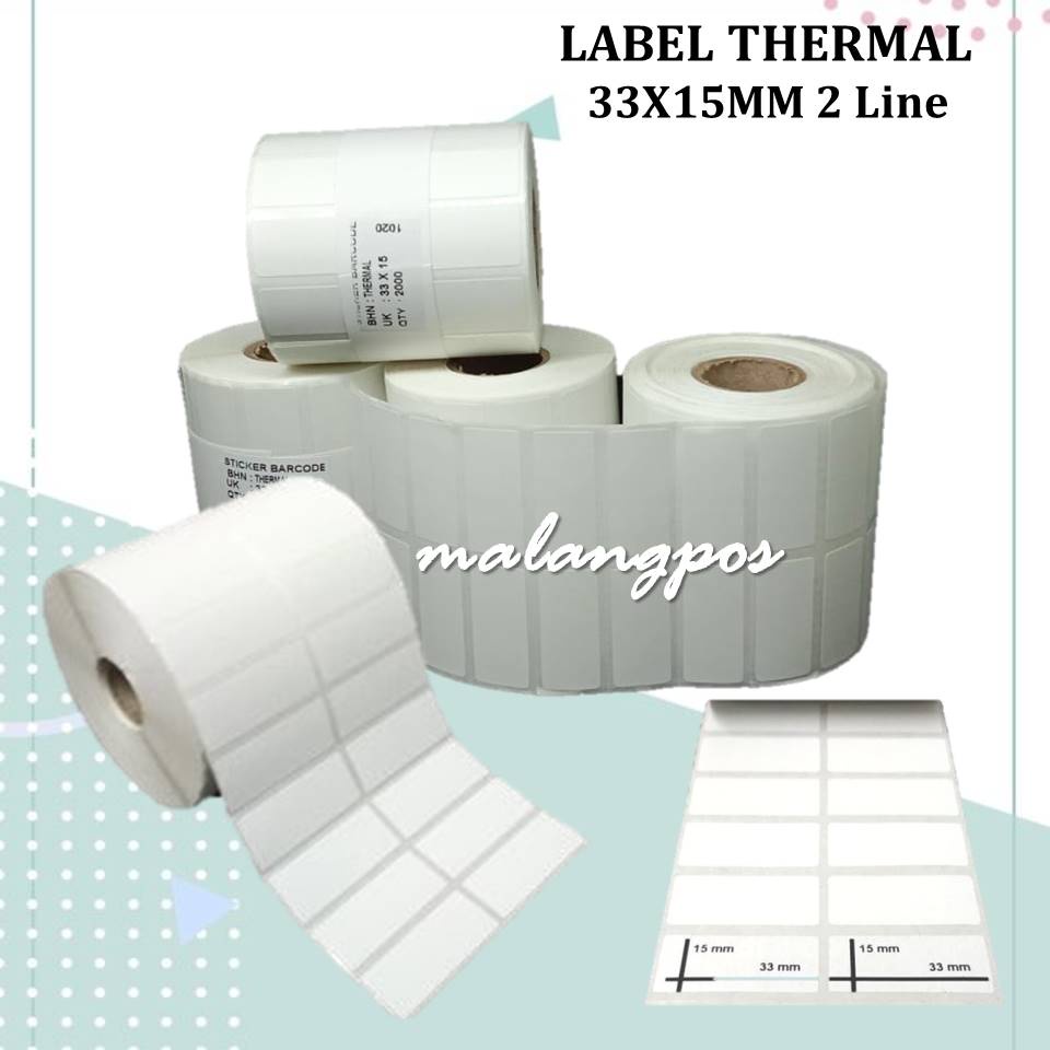 LABEL THERMAL 33x15 MM 2LINE STICKER LABEL BARCODE THERMAL STIKER MINUMAN ROTI LABEL HARGA