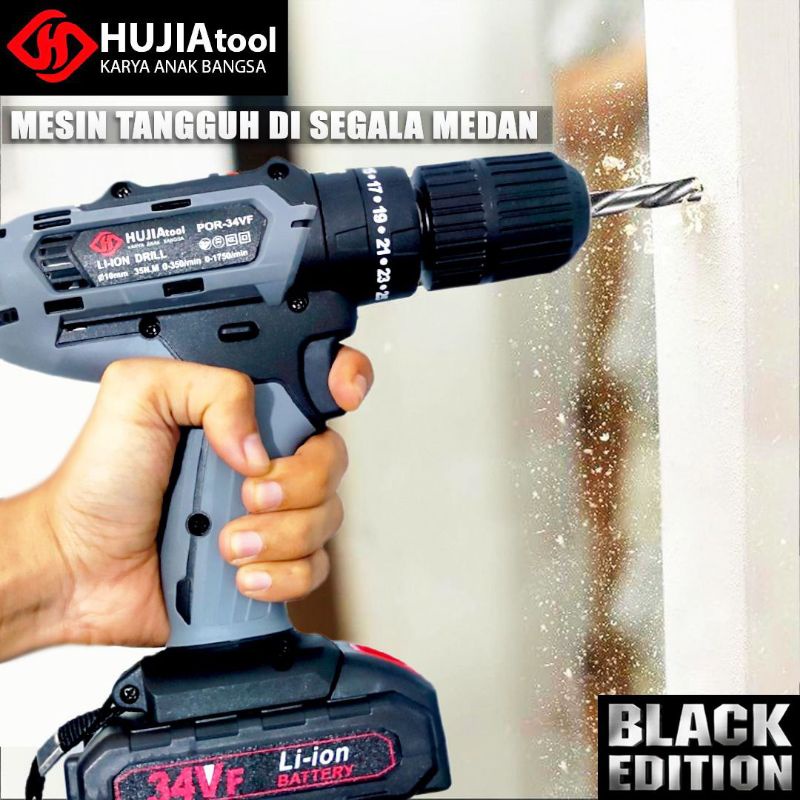BOR BATERAI 42VOLT MERK HUJIA BETON BESI KAYU TEMBOK