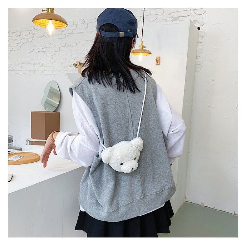 Tas Selempang Kepala Tedy Bear / Tas Bahu Mini / Tas Selempang Boneka Bulu