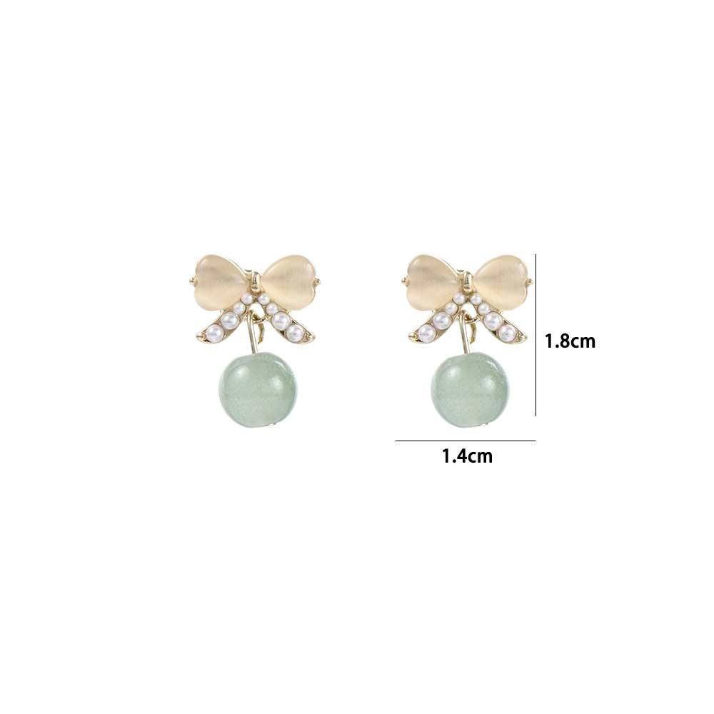 Mxbeauty Mutiara Stud Earring Temperamen Gadis Busur Mini Indah Alloy Gaya Korea Earrings