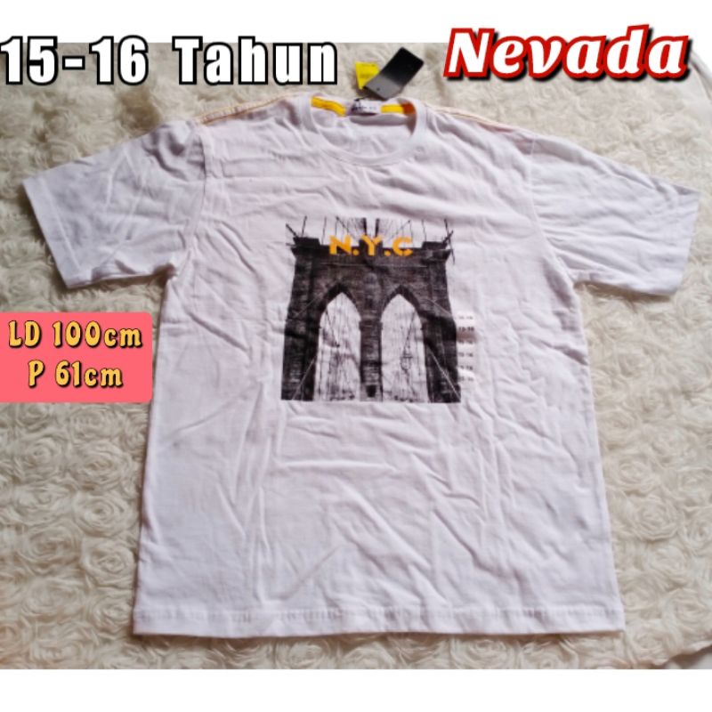 Nevada 15-16 tahun kaos anak laki-laki lengan pendek putih katun atasan branded Matahari casual rema