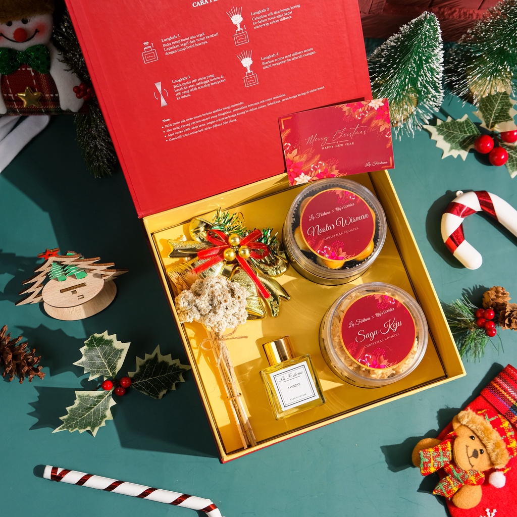 CHRISTMAS HAMPERS - LA FORTUNA I HAMPERS NATAL I REED DIFFUSER HAMPERS I CHRISTMAS GIFTBOX I CHRISTMAS COOKIES HAMPERS | HARDBOX CHRISTMAS HAMPERS