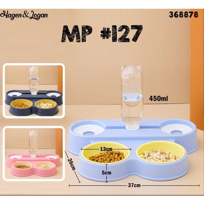 MP127 Double Pet Bowl 4 Holes - Tempat Makan Minum Kucing Anjing