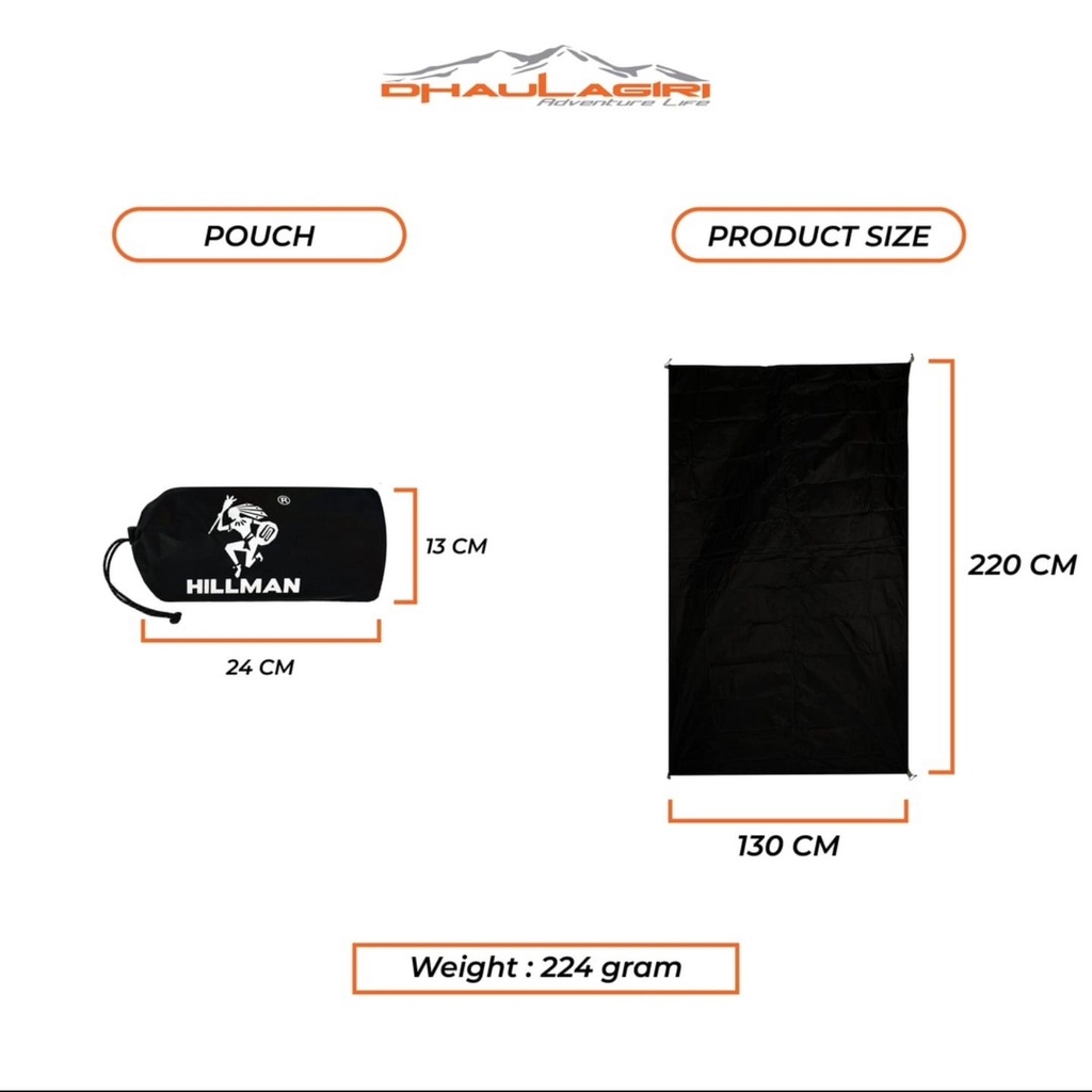 Footprint HILLMAN 130 X 220 XM Alas Tenda Camping Foot Print