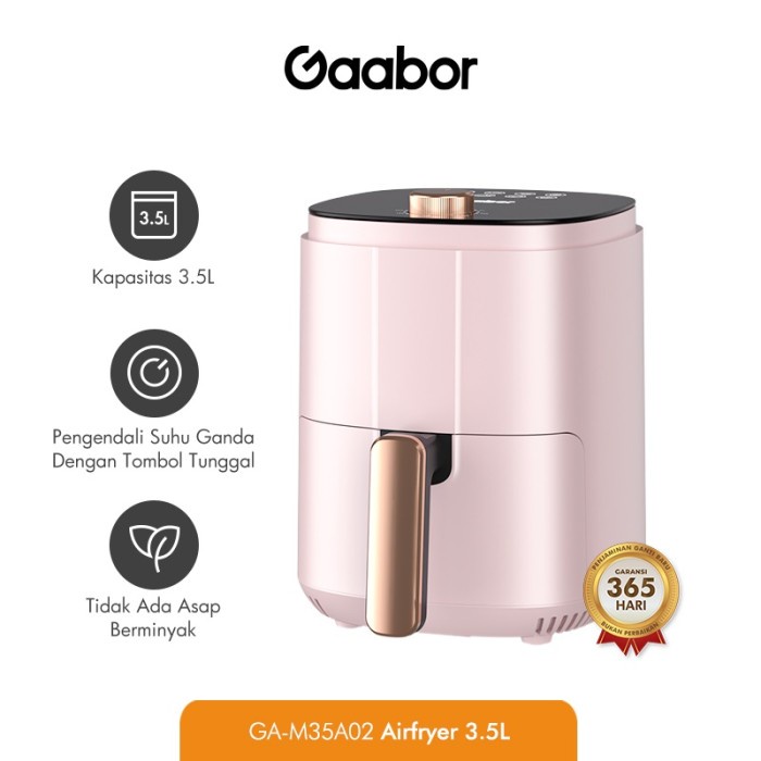 READY BAYAR DITEMPAT Gaabor Air Fryer 3.5L Mesin Penggorengan Tanpa Minyak - Pink/GA-M3502 KODE1190