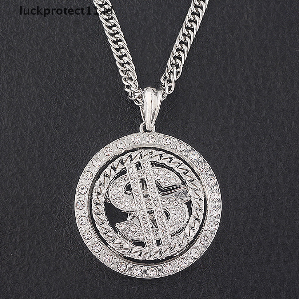 /Fashion Hot// Fashion// Tanda Uang Dolar As Yang Dapat Diputar Besar Liontin Kalung Pria Rapper Hip Hop.