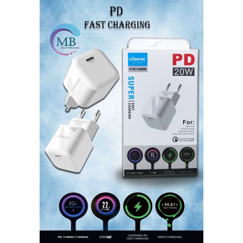 DIINAMI P8 Adaptor BATOK Charger CASHAN Power Nano 20 Batok Fast Charging 20W 3A Type-C (PD) Multi Protection MB4125