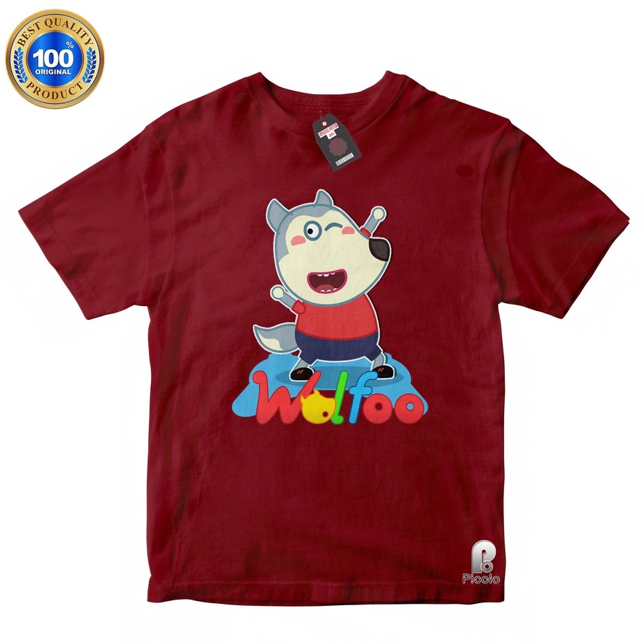 BAJU ANAK KAOS ATASAN ANAK MOTIF WOLFOO UNISEX Bahan COTTUN (FREE NAMA)