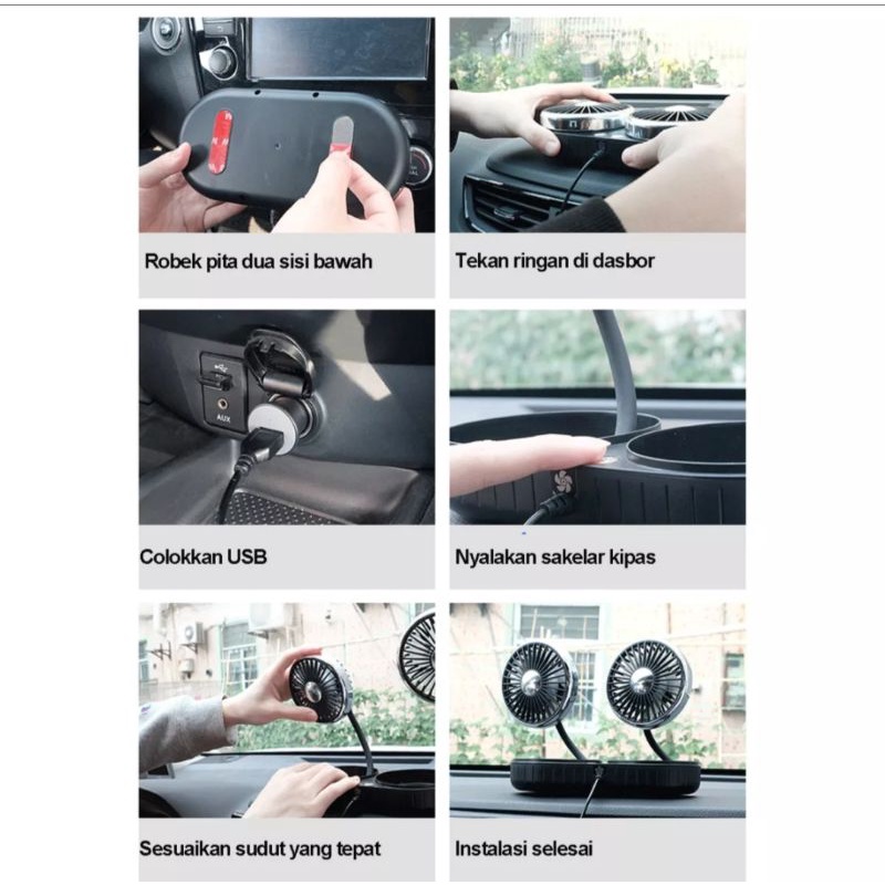 Kipas Angin Mobil Double Headed Fan / Kipas Mobil USB plug car colling double Fan