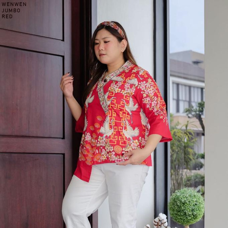 Evercloth Wenwen Atasan Batik Lengan Panjang Wanita Model Kimono Blouse Batik Perempuan Baju Batik Cewek Katun Stretch Premium Batik Couple Family Set