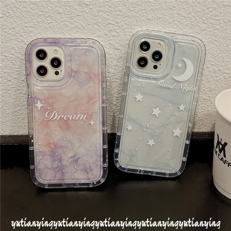 Case Compatible for iPhone 11 7 8 6 6S Plus 14 13 12 Pro Max XR X XS MAX Fantasy Ink Painting Starry Sky Star Moon Airbag Phone Soft TPU Clear Shockproof Back Cover