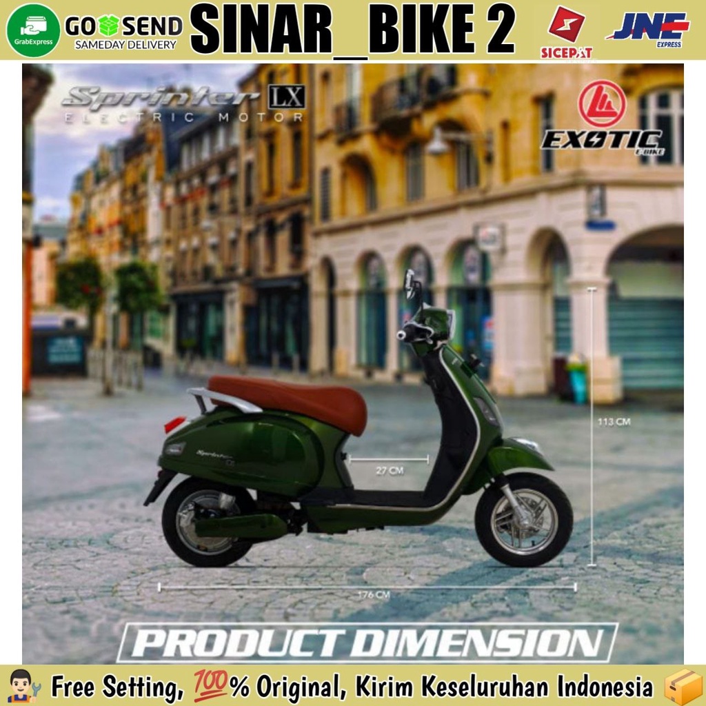 Sepeda Motor Listrik Electric EXOTIC SPRINTER  LX Vespa 1200 Watt