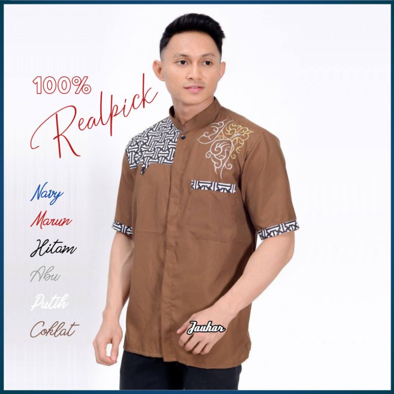 JAUHAR baju koko lengan pendek bordir koko kombinasi lengan pendek baju koko kombinasi pendek lengan