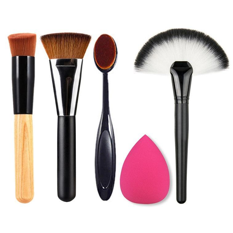 MI SHOPINN - Kuas Make Up 4 PCS dengan Beauty Blender Sponge Set Lengkap 1 Paket Brush Makeup Kosmet