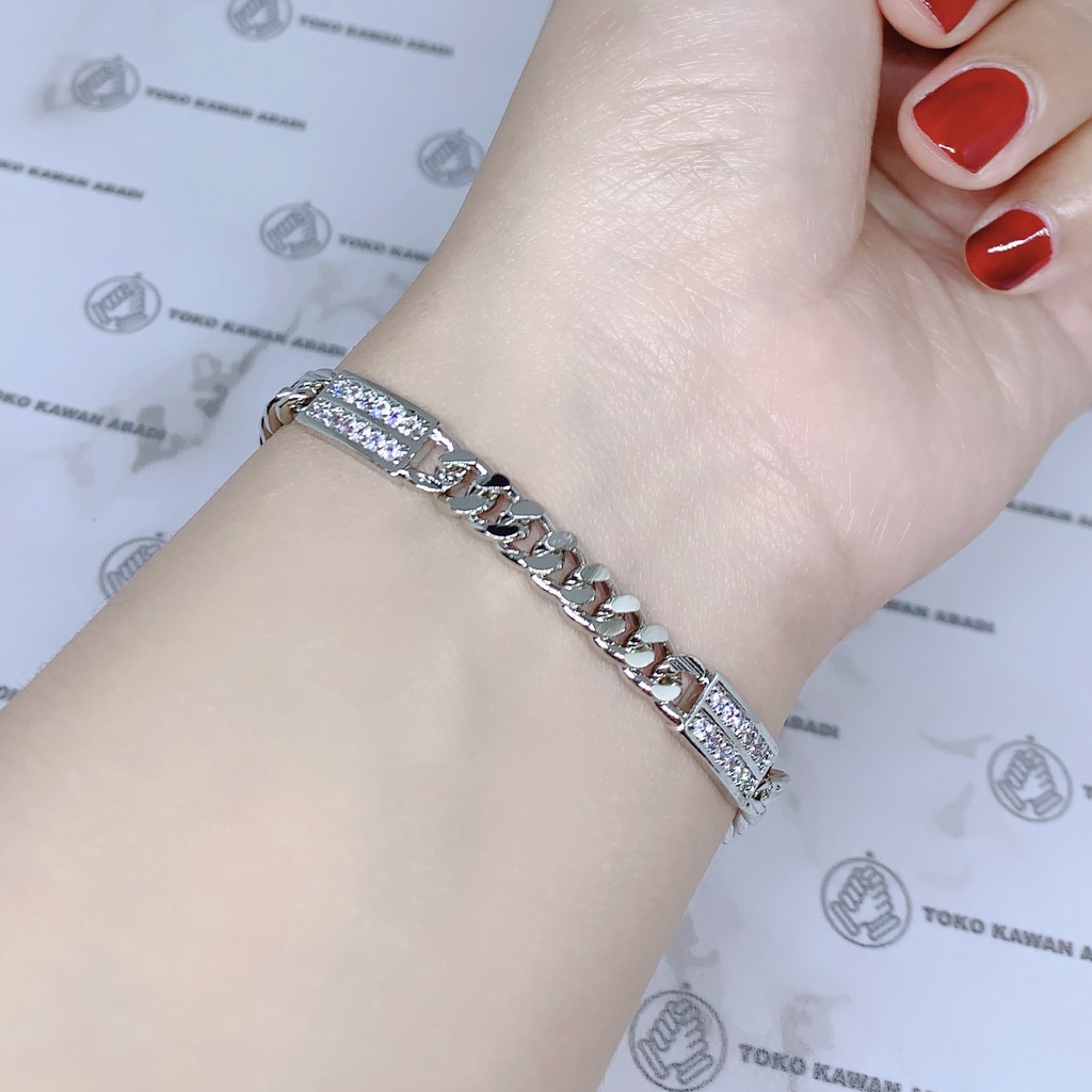 Xuping Silver Gelang Tangan Wanita Model Rantai Permata *72