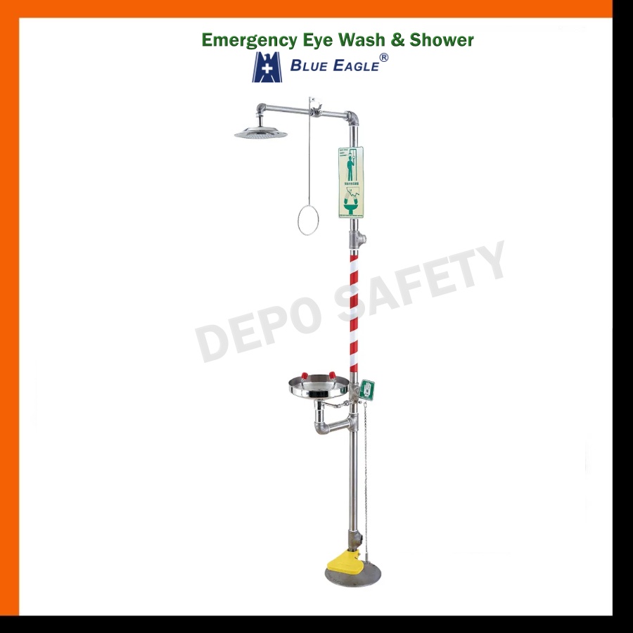 Haws Emergency Eyewash Shower Eye and Face Wash Station Blue Eagle EW 067