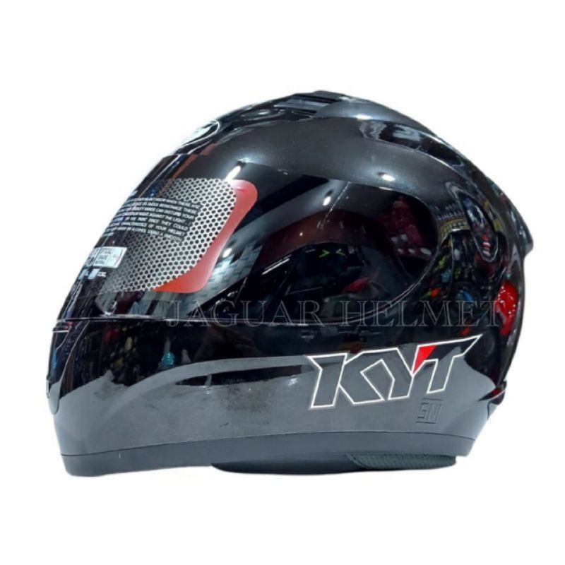 HELM KYT R10 FULL FACE SOLID HITAM GLOSSY SNI DOT ORIGINAL