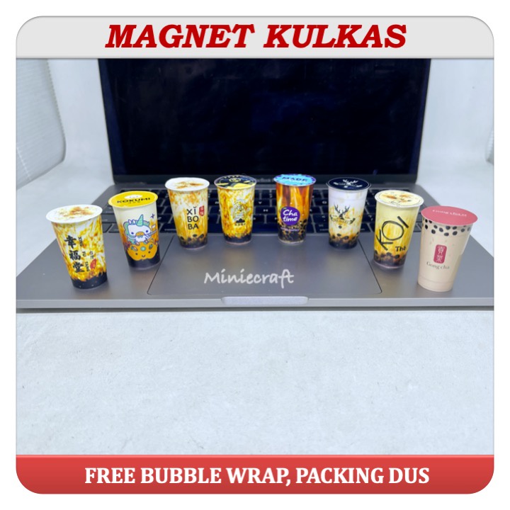 MAGNET TEMPELAN KULKAS MINIATUR PRODUK CUP BOBA KOKUMI, CHATIME,  XING FU TANG, XI BOBA, KOI