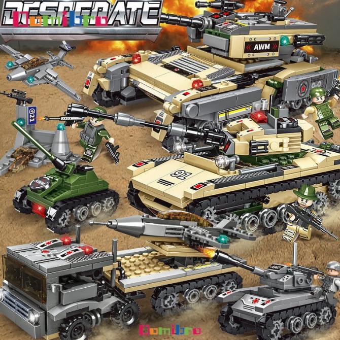 Mainan Lego Anak Laki Laki 1000Pcs Tangki Tank Ww2 Mainan Balok
