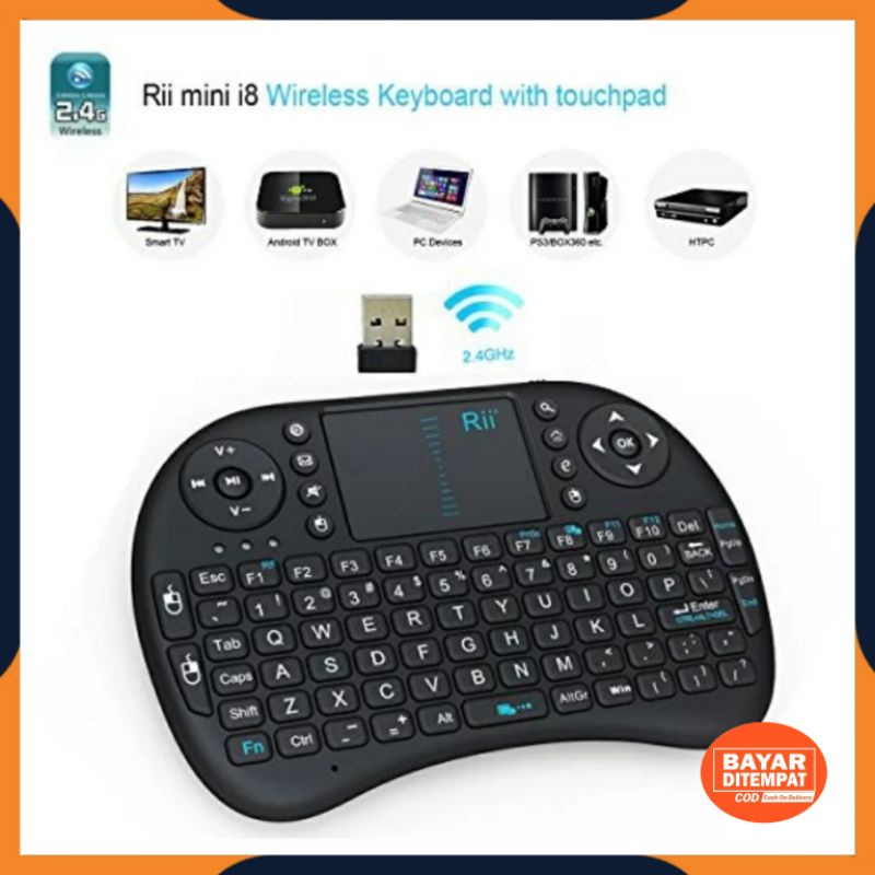 [COD] MINI KEYBOARD WIRELESS I8 / RECHARGEABLE MINI WIRELESS KEYBOARD KEYBORD I8 UNTUK TV BOX ANDROID ORIGINAL