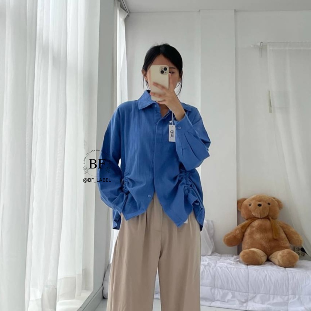 Evolet Shirt 2033 | Kemeja Serut Wanita | Kemeja Linen Crinkle by @bf_label