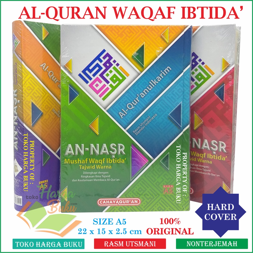 Foto Al-Quran Waqaf Ibtida' An-Nasr A5 HC Tajwid Warna Mushaf Al-Qur'an Mulai Berhenti Waqof Ibtida Rasm Utsmani Penerbit Cahaya Quran