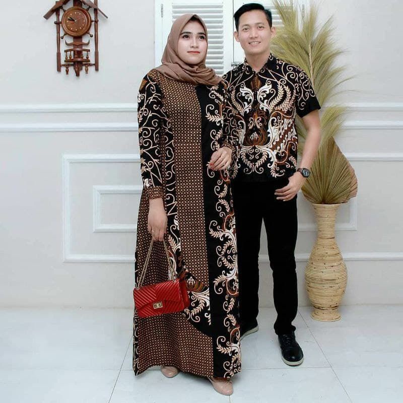 Couple gamis batik kombinasi