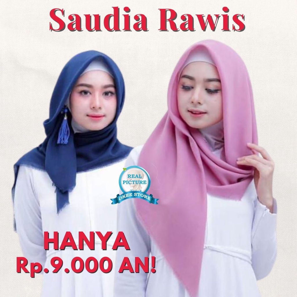 JILBAB SEGIEMPAT SAUDIA RAWIS / SEGI EMPAT SAUDIA RAWIS / KERUDUNG SEGIEMPAT RAWIS / HIJAB RAWIS POLOS