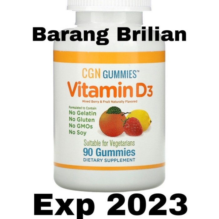California Gold CGN Vit D3 D-3 kid gummies No gelatin gluten 1000 IU 9