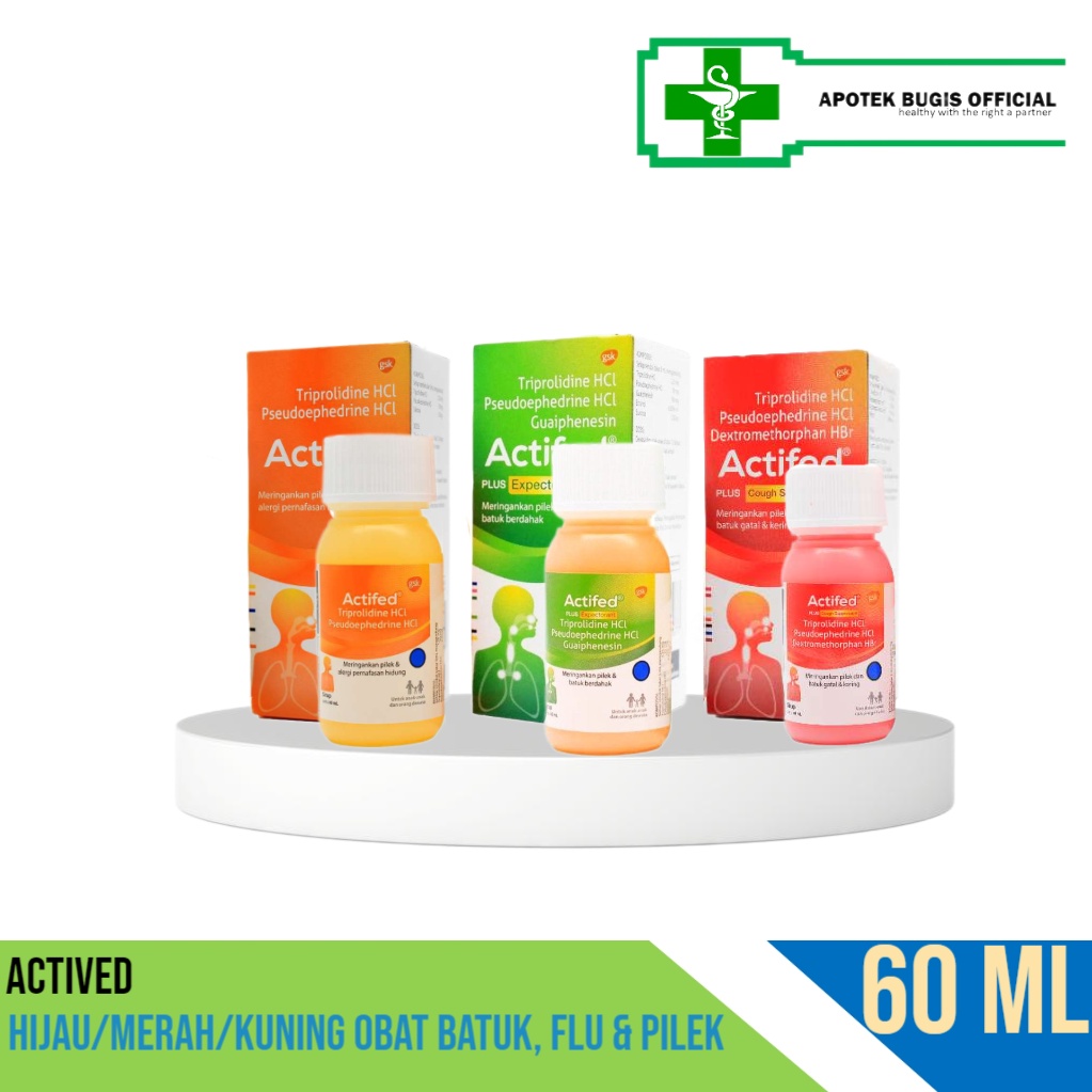 Actifed per botol 60 ml (Hijau/Merah/Kuning) | Obat Batuk, Flu &amp; Pilek