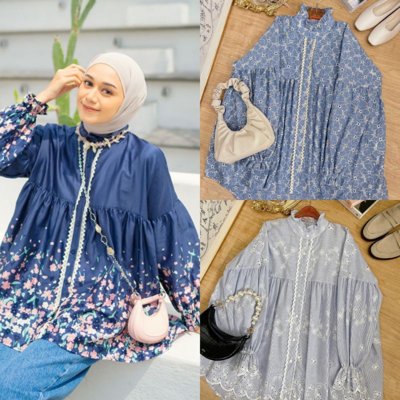 HEIDI TOP DAIRA / SHIROI BLUE / GARDENIA by HAIDEEORLIN