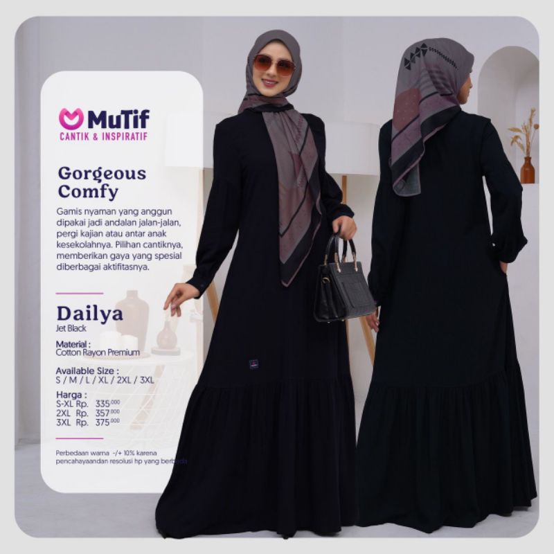 GAMIS MUTIF DAILYA JET BLACK BURGUNDY RED NAVY NIGHT GREEN OLIVE