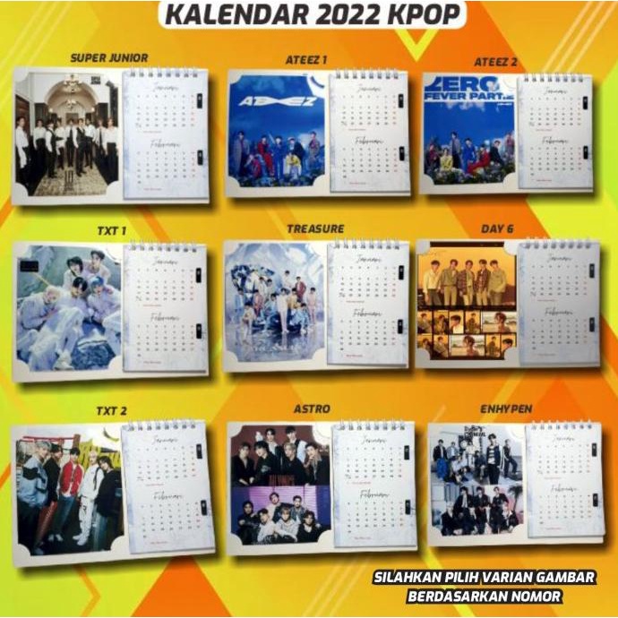 

Kalendar duduk / meja 2022 edisi suju , enhypen , treasure , treasure